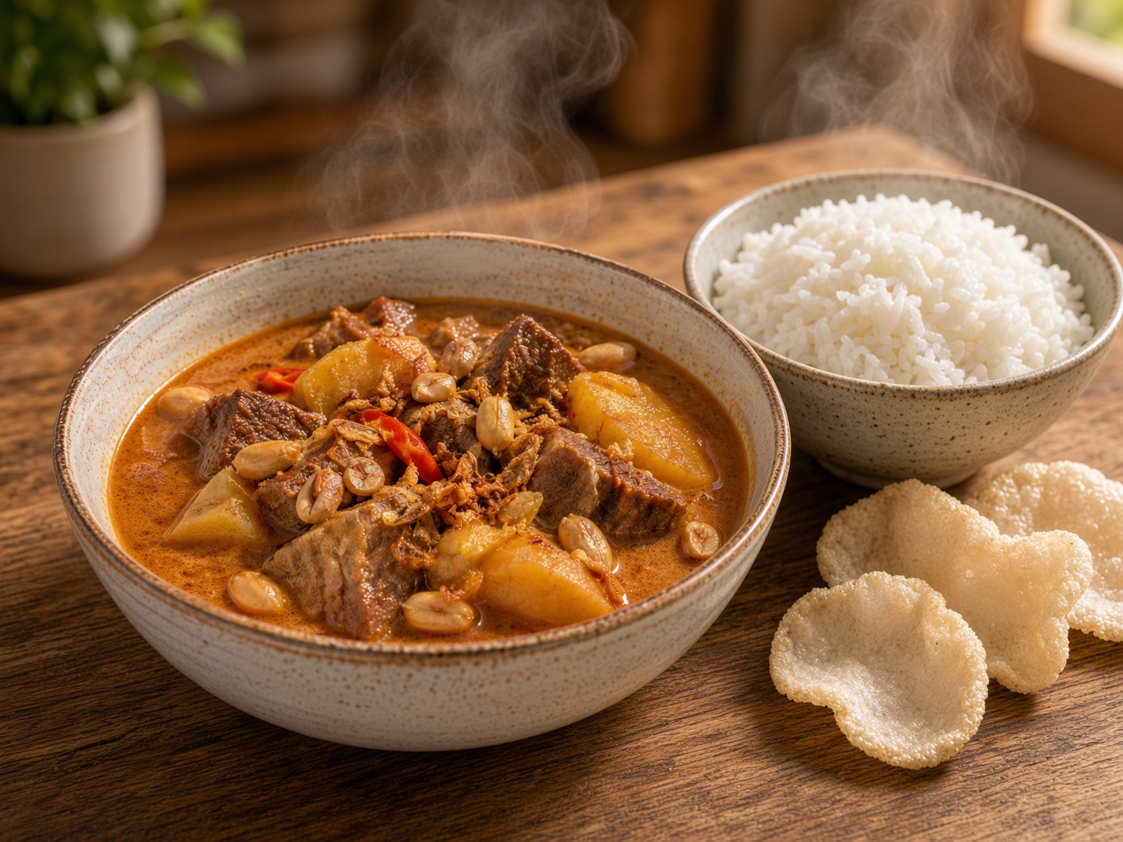 Massaman, cooked and served with rice