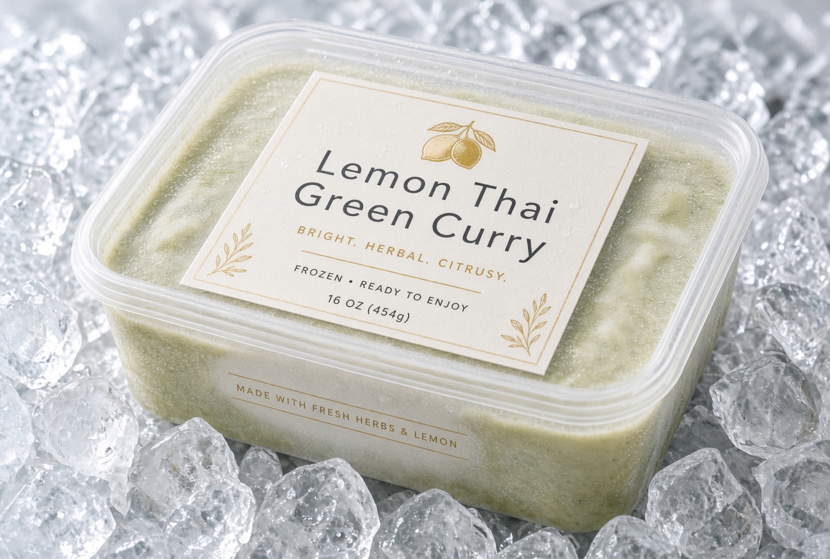 Lemon Thai green curry in a frozen tray